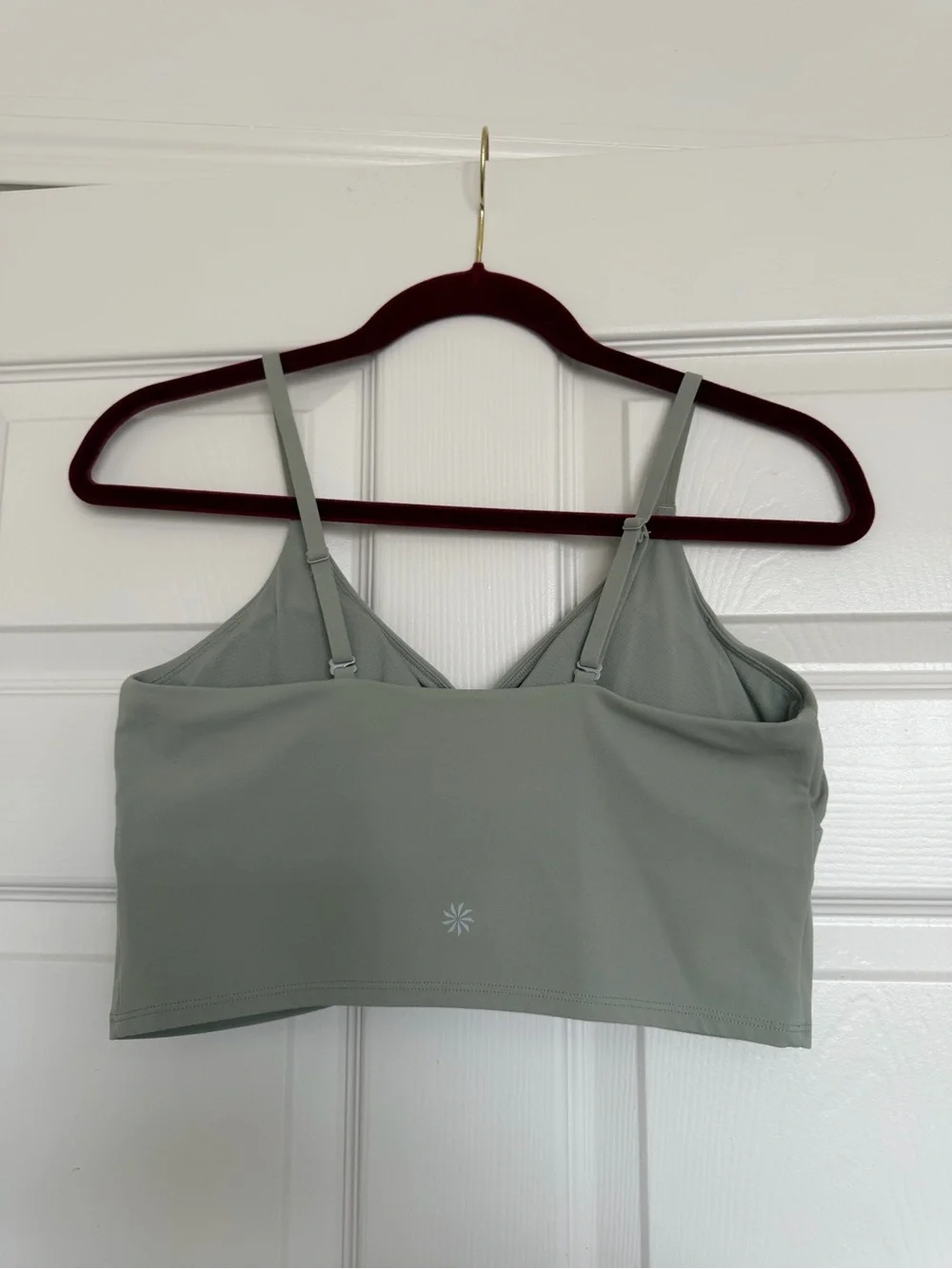Athleta Sage Green Ruched Cutout Crop Top